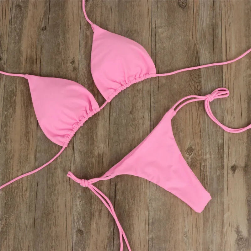 Paradise Passion: Bikini Duo with Bra and Tie-Side G-String