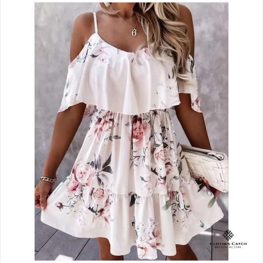 Summer Blooms Off-Shoulder Mini Dress