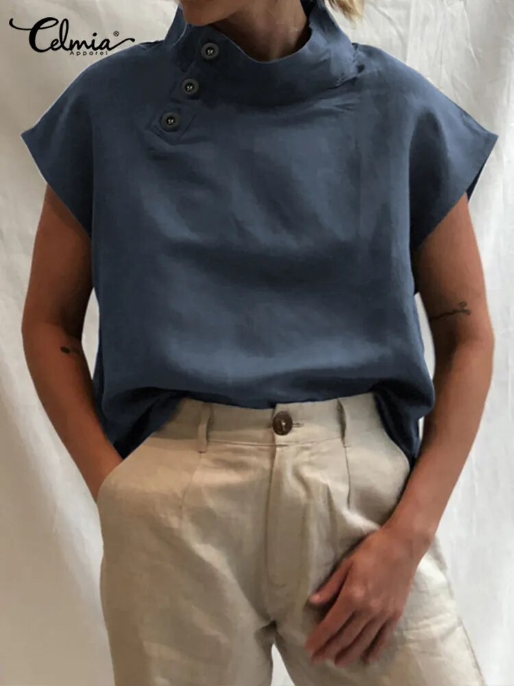 BreezyChic Linen Couture: Summer Short Sleeve Blouse
