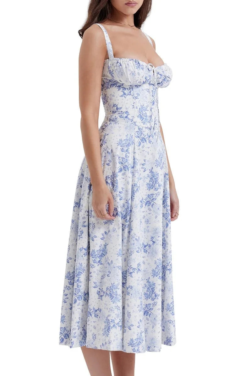 BloomCurve Floral Sculpt Dress: Waist Shaper Elegance