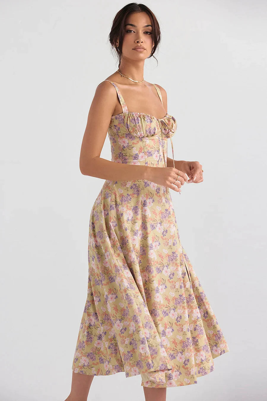 BloomCurve Floral Sculpt Dress: Waist Shaper Elegance – Clothes Catch