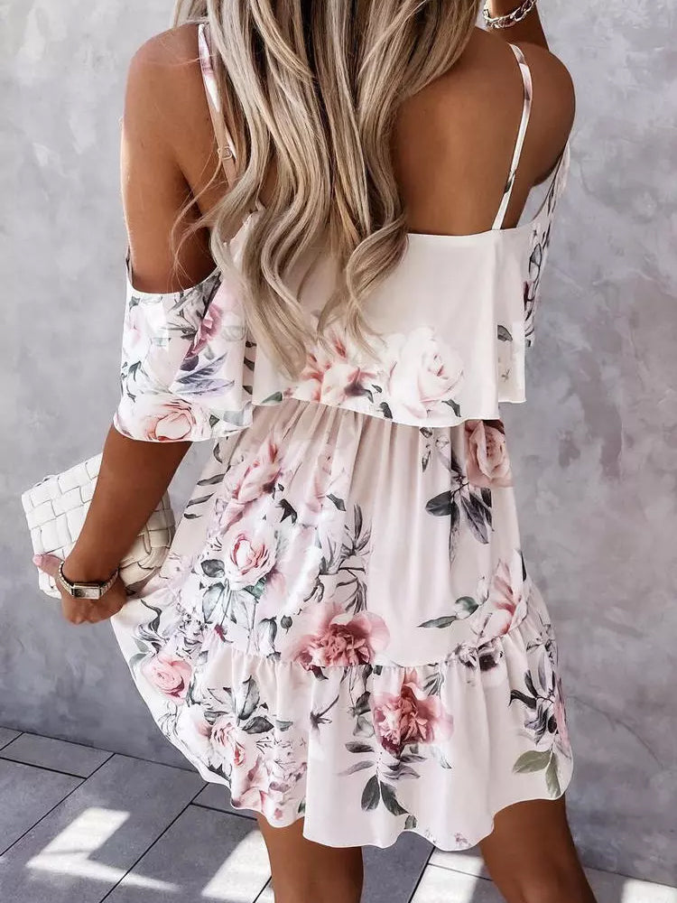 Summer Blooms Off-Shoulder Mini Dress